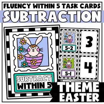 Preview of Subtract within 5 Task Cards for Kindergarten