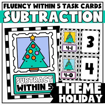 Preview of Subtract within 5 Task Cards for Kindergarten