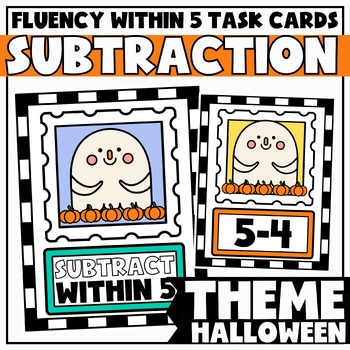 Preview of Subtract within 5 Task Cards for Kindergarten
