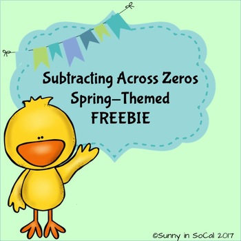 Preview of Subtracting Across Zeros Spring-Themed FREE