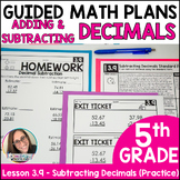 Subtracting Decimals 5th Gd Guided Math Worksheets Activit