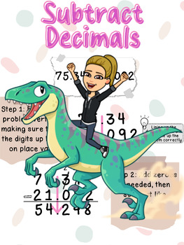 Preview of Subtracting Decimals Anchor Chart