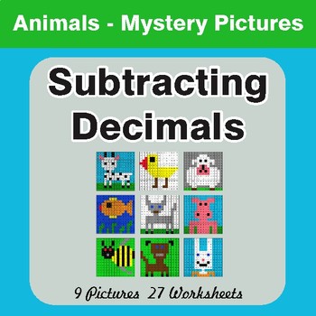 Subtracting Decimals - Color-By-Number Math Mystery Pictures