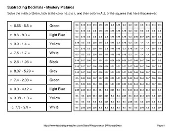 Math Mystery Pictures Worksheets