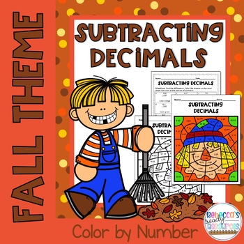 Preview of Subtracting Decimals Fall Color by Number