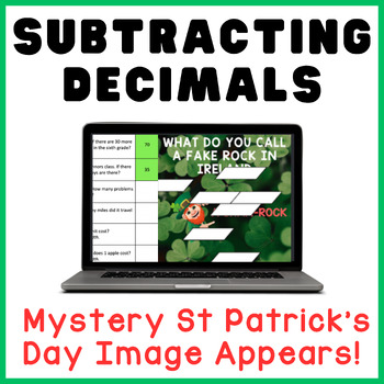 Preview of Subtracting Decimals | Digital Math Activity | St Patricks Day