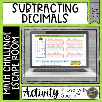 Preview of Subtracting Decimals Digital Math Escape Room