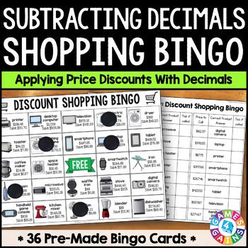 Preview of Subtracting Decimals Operations Activity Bingo Game 5th Grade Math Intervention