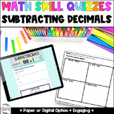 Subtracting Decimals  Quizzes - Math Centers - Homework - 