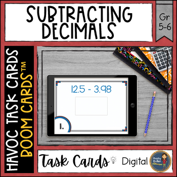 Preview of Subtracting Decimals Havoc Boom Cards™ Digital Task Cards