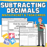 Subtracting Decimals: No-Prep Math Packet & Task Cards Gui