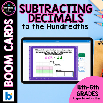 Preview of Subtracting Decimals to the Hundredths Boom Cards