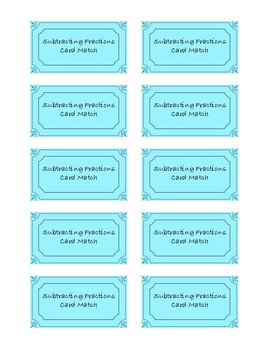 Preview of Subtracting Fractions Card Match