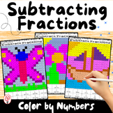 Subtracting Fractions - Color by Numbers Worksheets