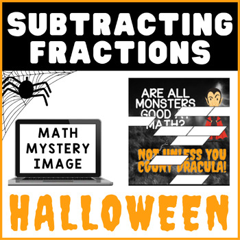 Preview of Subtracting Fractions | Halloween Math Mystery Digital Activity | Self-checking