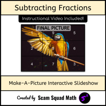 Preview of Subtracting Fractions | Make-A-Picture Digital Worksheet