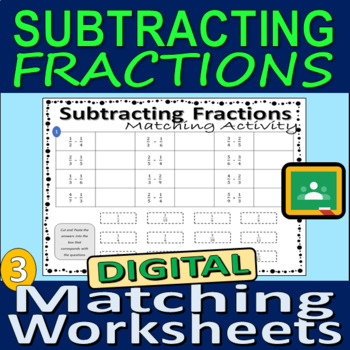 Subtracting Fractions - Matching Activity (Drag and Drop) | TPT