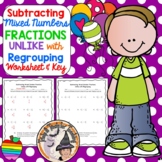 Subtracting Mixed Number Fractions with Regrouping Workshe