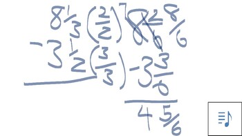 Preview of Subtracting Fractions Support