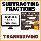 Subtracting Fractions | Thanksgiving | Math Mystery Digita