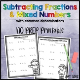 Subtracting Fractions and Mixed Numbers with Common Denomi