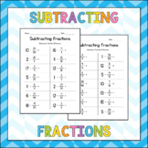 Subtracting Fractions from Whole Numbers - Subtraction Wor