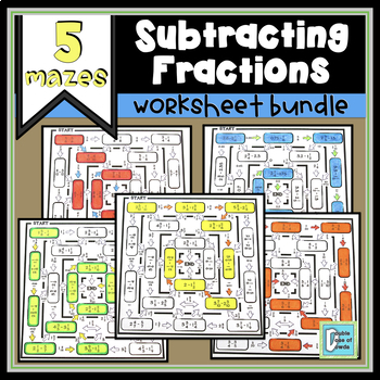 Preview of Subtracting Fractions with Regrouping Worksheet Bundle 