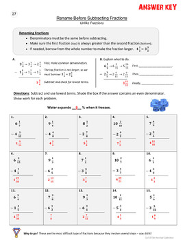 subtracting mixed numbers with regrouping worksheets by the harstad collection