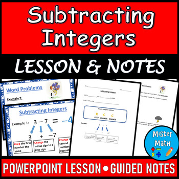 Preview of Subtracting Integers PowerPoint & Guided Notes BUNDLE