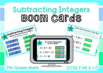 Preview of Subtracting Integers Boom Cards-Digital Task Cards