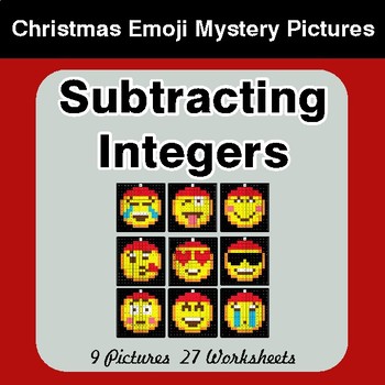 Subtracting Integers - Christmas EMOJI Color-By-Number Math Mystery Pictures