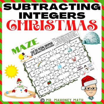 Preview of Subtracting Integers Christmas Maze