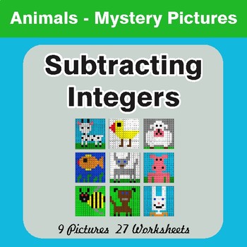 Subtracting Integers - Color-By-Number Math Mystery Pictures