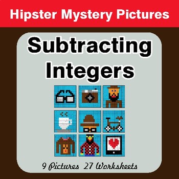 Subtracting Integers - Color-By-Number Math Mystery Pictures