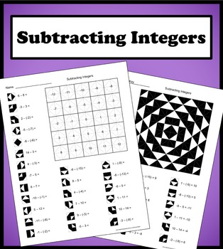 Preview of Subtracting Integers Color Worksheet