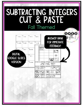 Preview of Subtracting Integers Cut and Paste