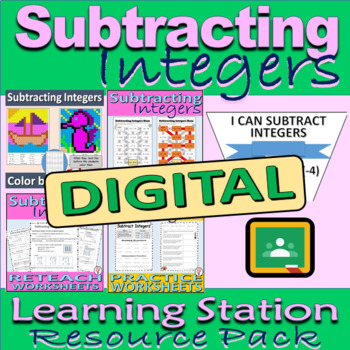 Preview of Subtracting Integers - DIGITAL Learning Station Resource Pack - BUNDLE