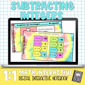 Preview of Subtracting Integers Digital Interactive Math Notebook