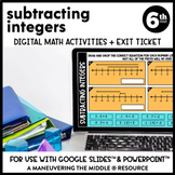 Subtracting Integers Digital Math Activity | 6th Grade Goo