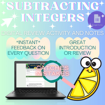 Preview of Subtracting Integers Digital Google Review & Notes *Instantly Catches Mistakes*