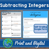Subtracting Integers - Digital and Print - Google Forms