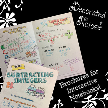 Preview of Subtracting Integers - Decorated Notes Brochure for Interactive Notebooks