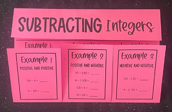 Preview of Subtracting Integers Editable Foldable