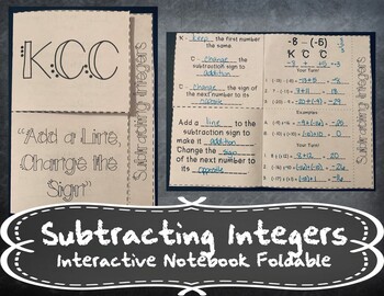 Preview of Subtracting Integers Foldable + Distance Learning