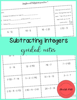 Preview of Subtracting Integers Guided Notes