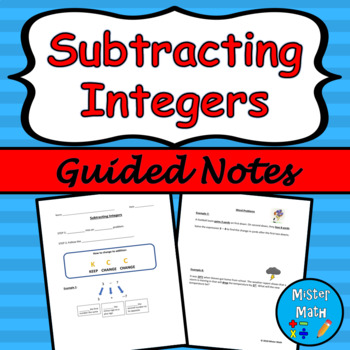 Preview of Subtracting Integers Guided Notes