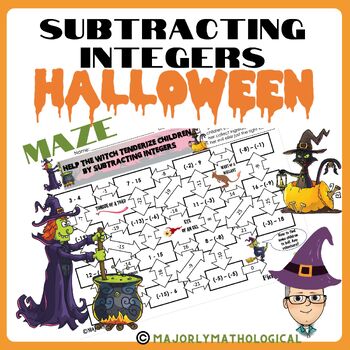 Preview of Subtracting Integers Halloween Maze - Witch Theme