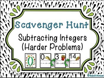 Preview of Subtracting Integers - Scavenger Hunt (Harder Problems)