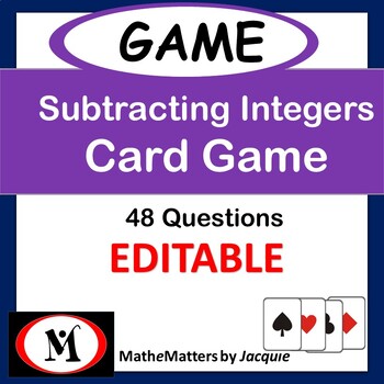 Preview of Subtracting Integers { REVIEW GAME }  48 Question Game  {EDITABLE}