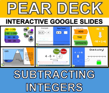 Preview of Subtracting Integers - Interactive Lesson (Pear Deck)
